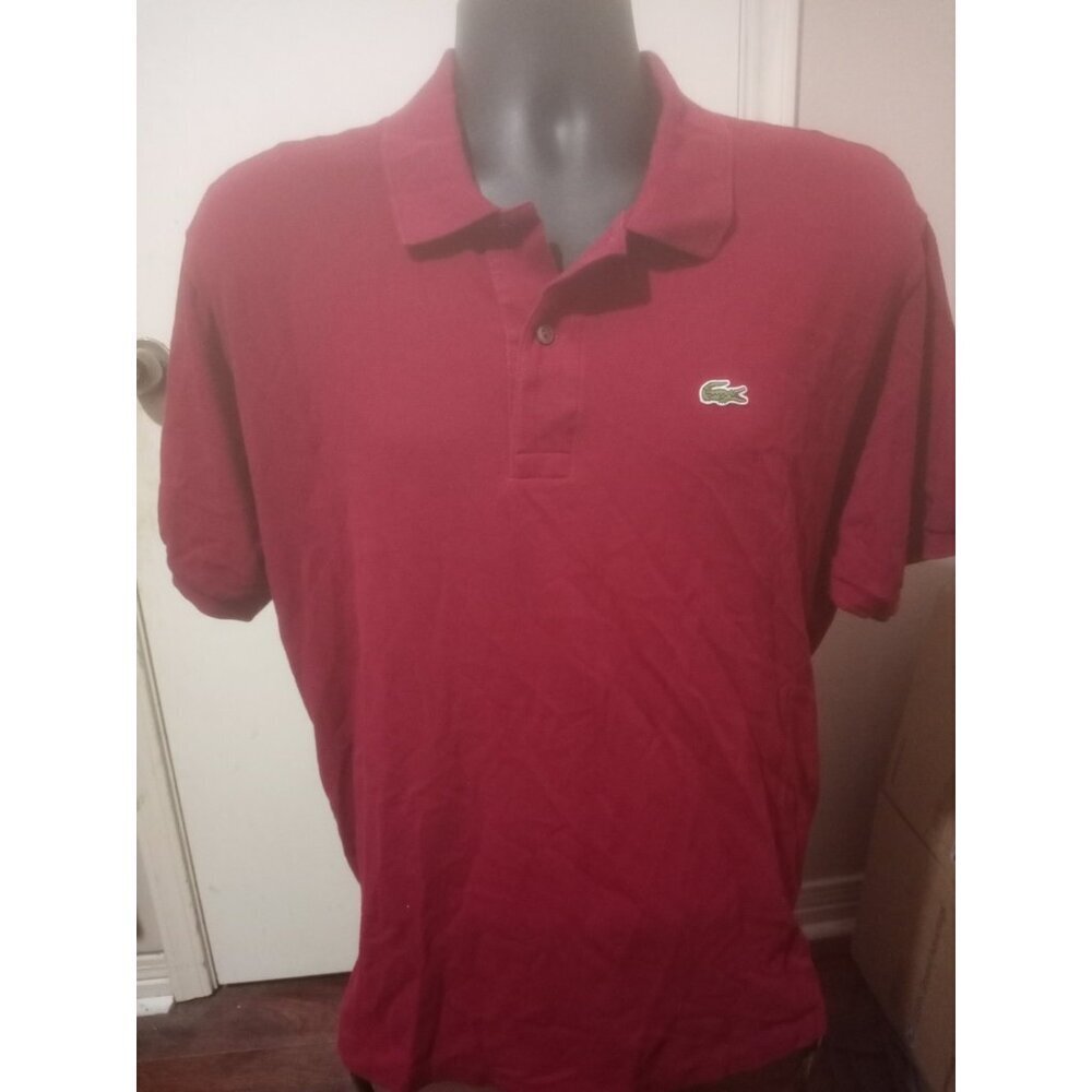 Lacoste Mens Size 7 XXL Burgundy Red Short Sleeve Cotton Polo Shirt $110